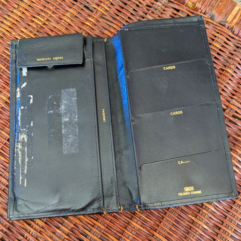 🗺️ Vintage Swank Leather Passport Traveler Check Case Travel Wallet Black